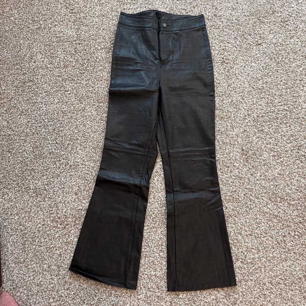 Free People Black Faux Leather Boot Cut Pants